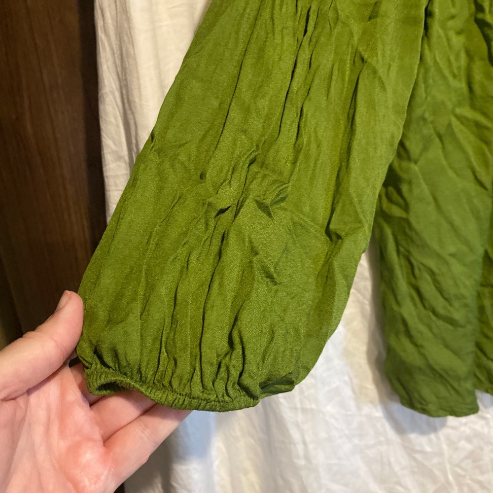 MAEVE anthropologie kalas green puff sleeve blouse XS - Picture 6 of 6